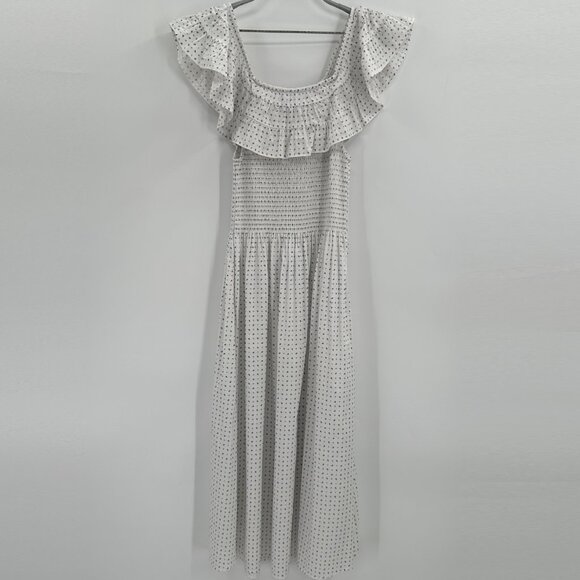 Hill House The Akilah Nap Dress size M Cotton Paisley Print White/Blue Midi - Picture 9 of 10